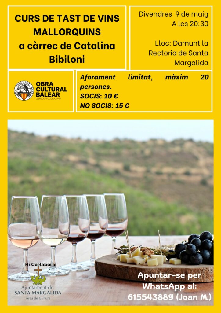 Curs de tast de vins mallorquins a càrrec de Catalina Bibiloni