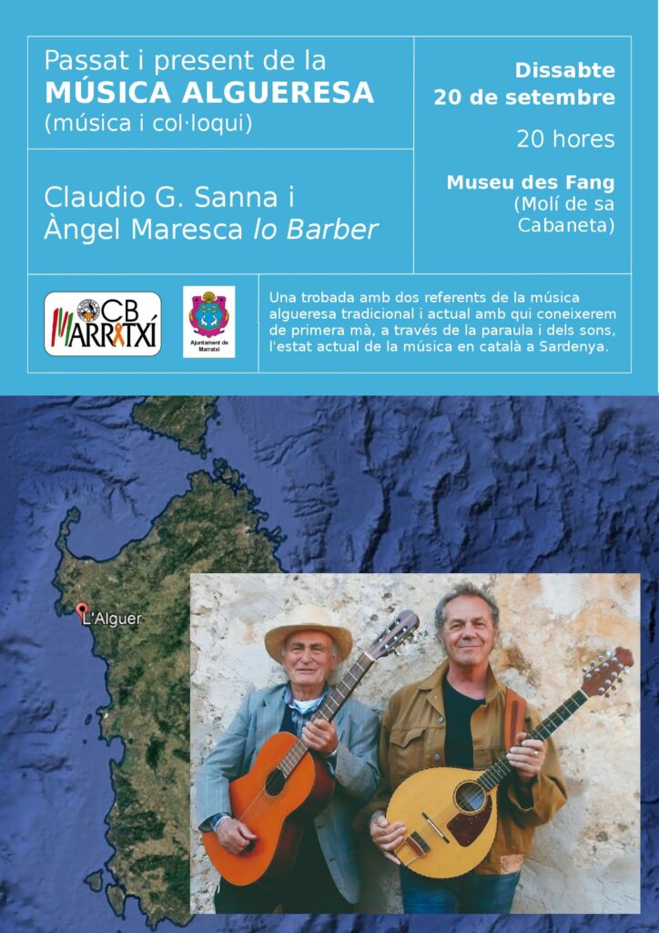 Passat i present de la música algueresa – Música i col·loqui amb Claudio G. Sanna i Àngel Maresca “lo Barber”