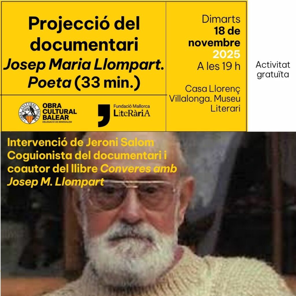 Projecció del documental “Josep Maria Llompart. Poeta”