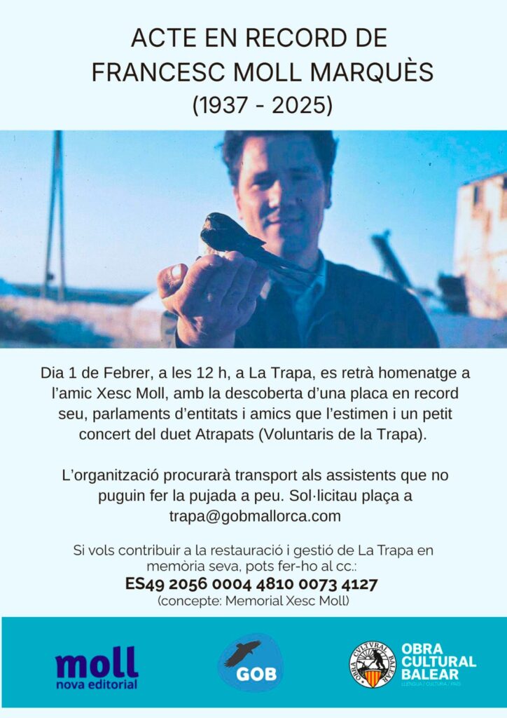 Acte en record de Francesc Moll Marquès (1937 – 2025)
