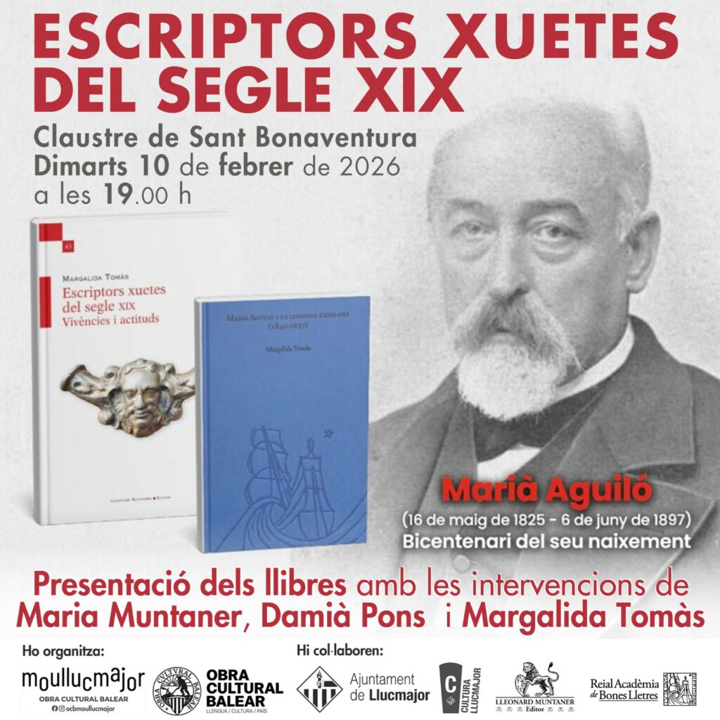 Presentació dels llibres “Escriptors xuetes del segle XIX” i “Marià Aguiló i la llengua catalana (1840-1897)” de Margalida Tomàs