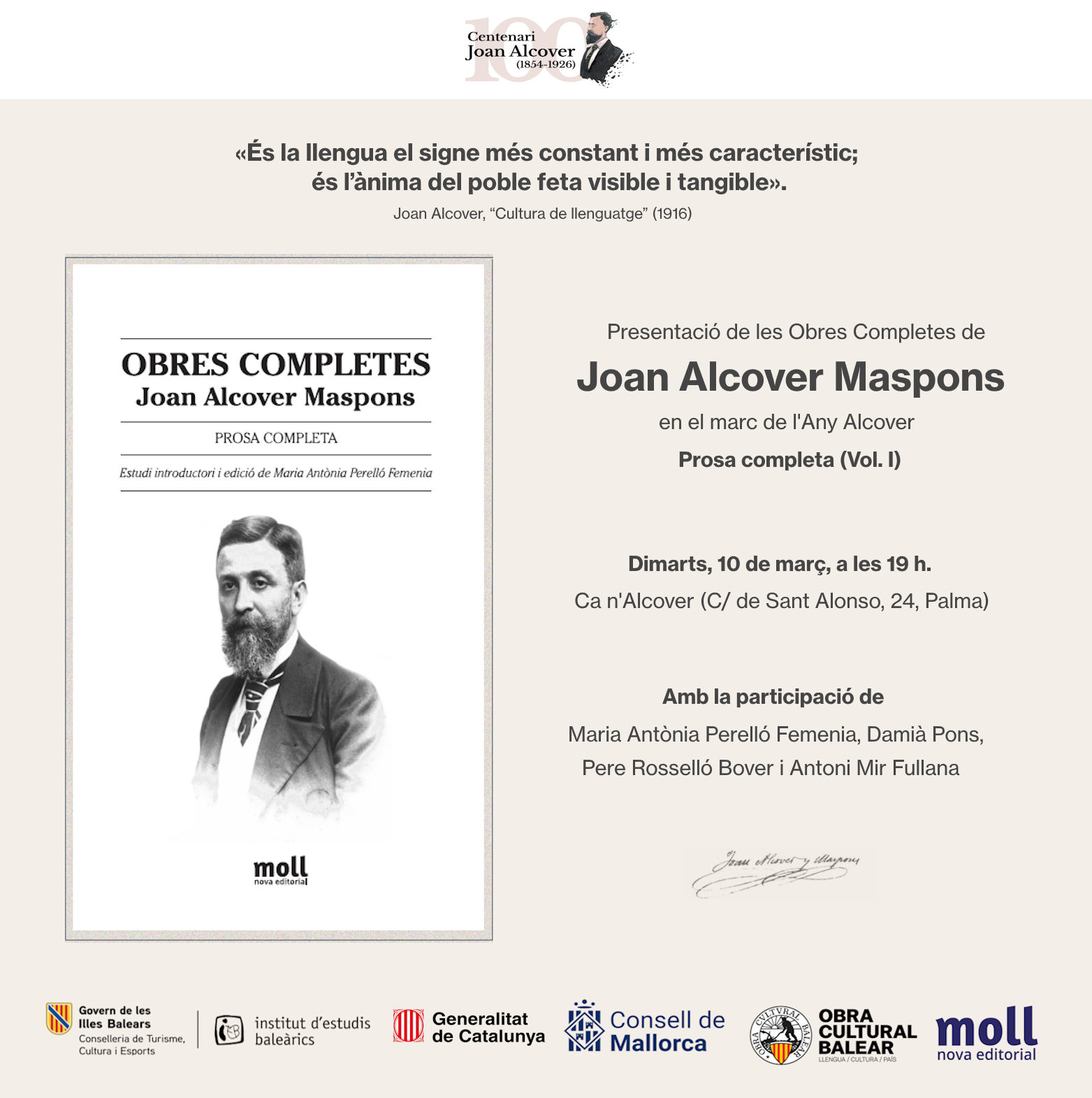 2026.03.10 – Presentació Obres Completes Joan Alcover