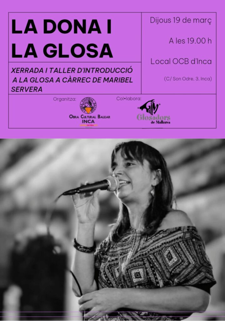 Xerrada “La dona i la glosa” i taller d’introducció a la glosa a càrrec de Maribel Servera