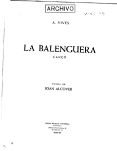 Partitura original per a veu i piano de 1926, de domini públic