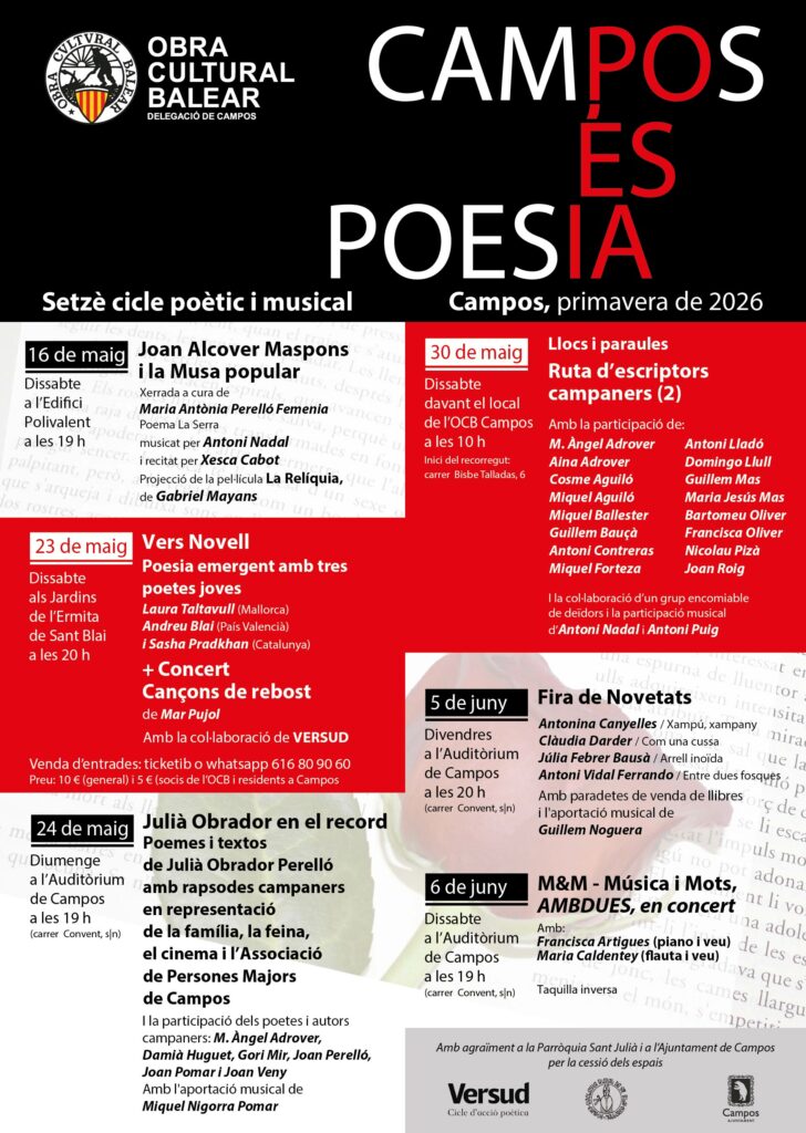 Vers Novell – Poesia emergent amb tres poetes joves i concert de Mar Pujol