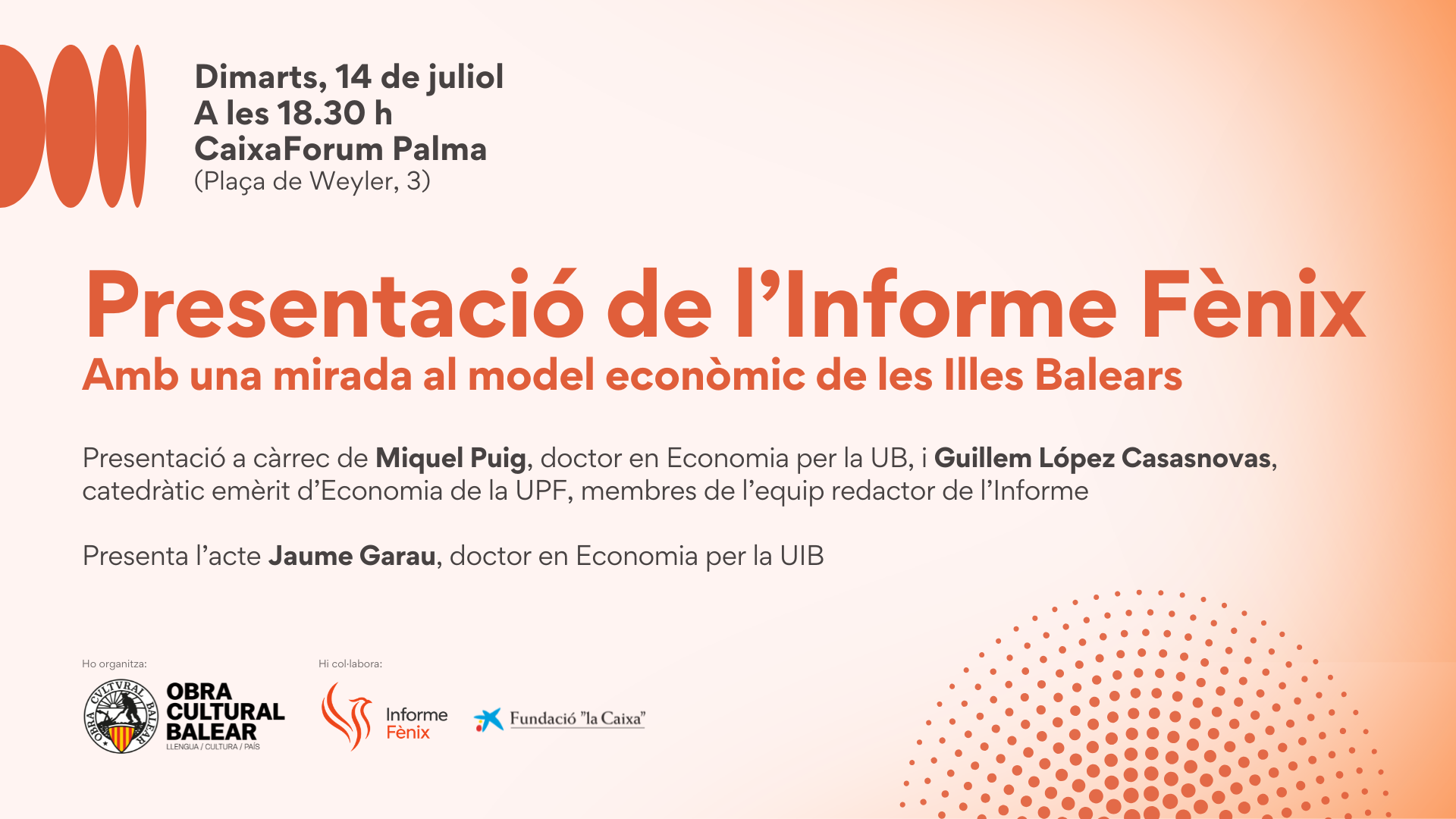 L’Informe Fènix es presenta a Palma amb la mirada posada en el model econòmic de les Illes Balears