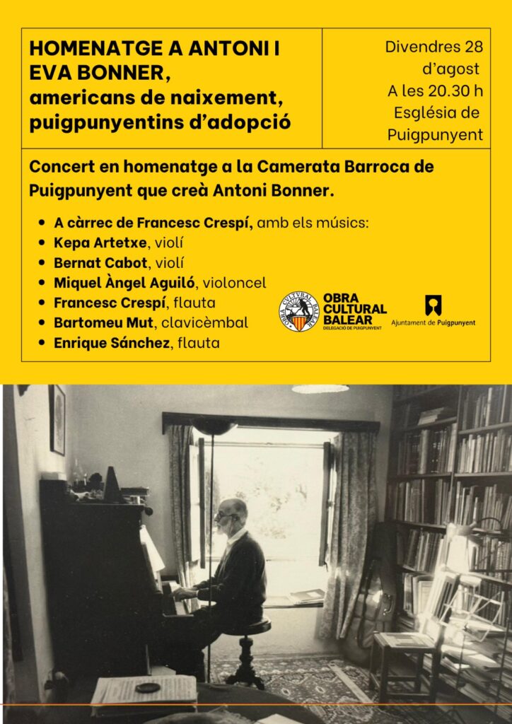 Concert homenatge a Antoni i Eva Bonner a la Camerata Barroca de Puigpunyent que creà Antoni Bonner