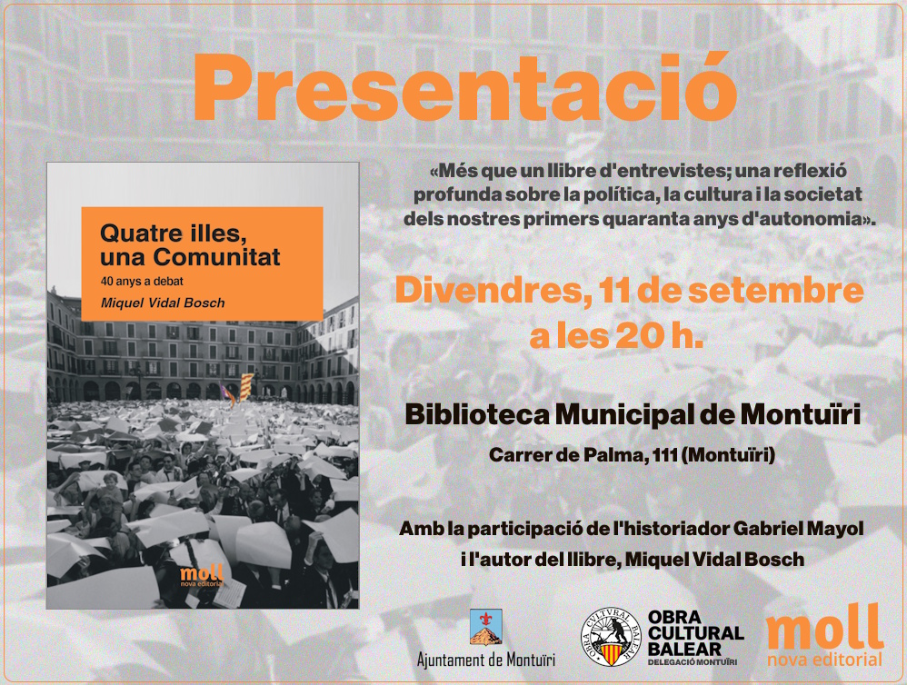 Presentació del llibre «Quatre illes, una comunitat» de Miquel Vidal Bosch